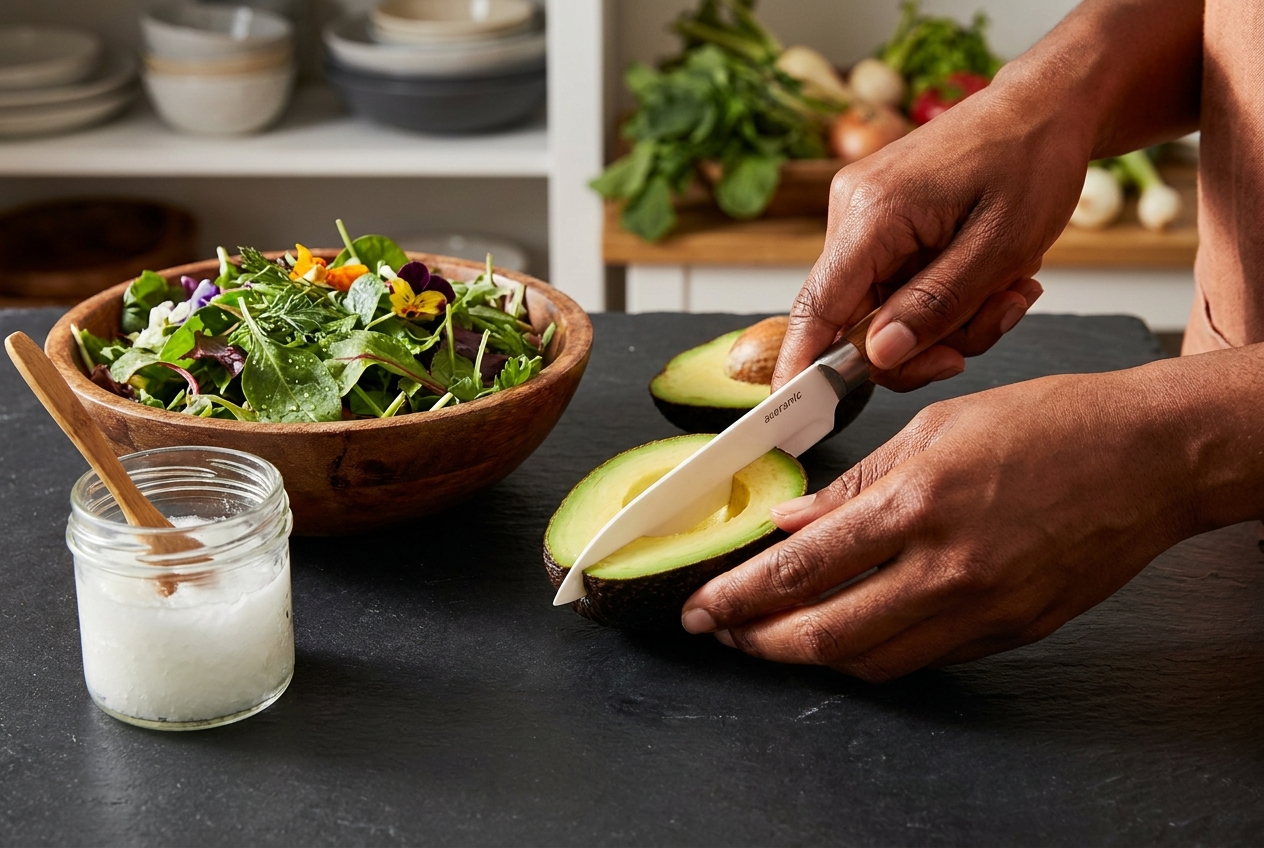 Preparando comida saludable de aguacate