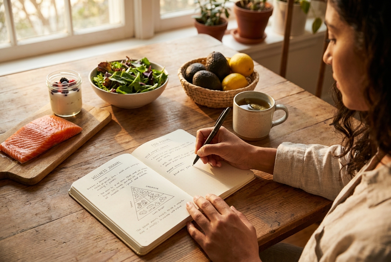 Diario de bienestar con planificación dietética